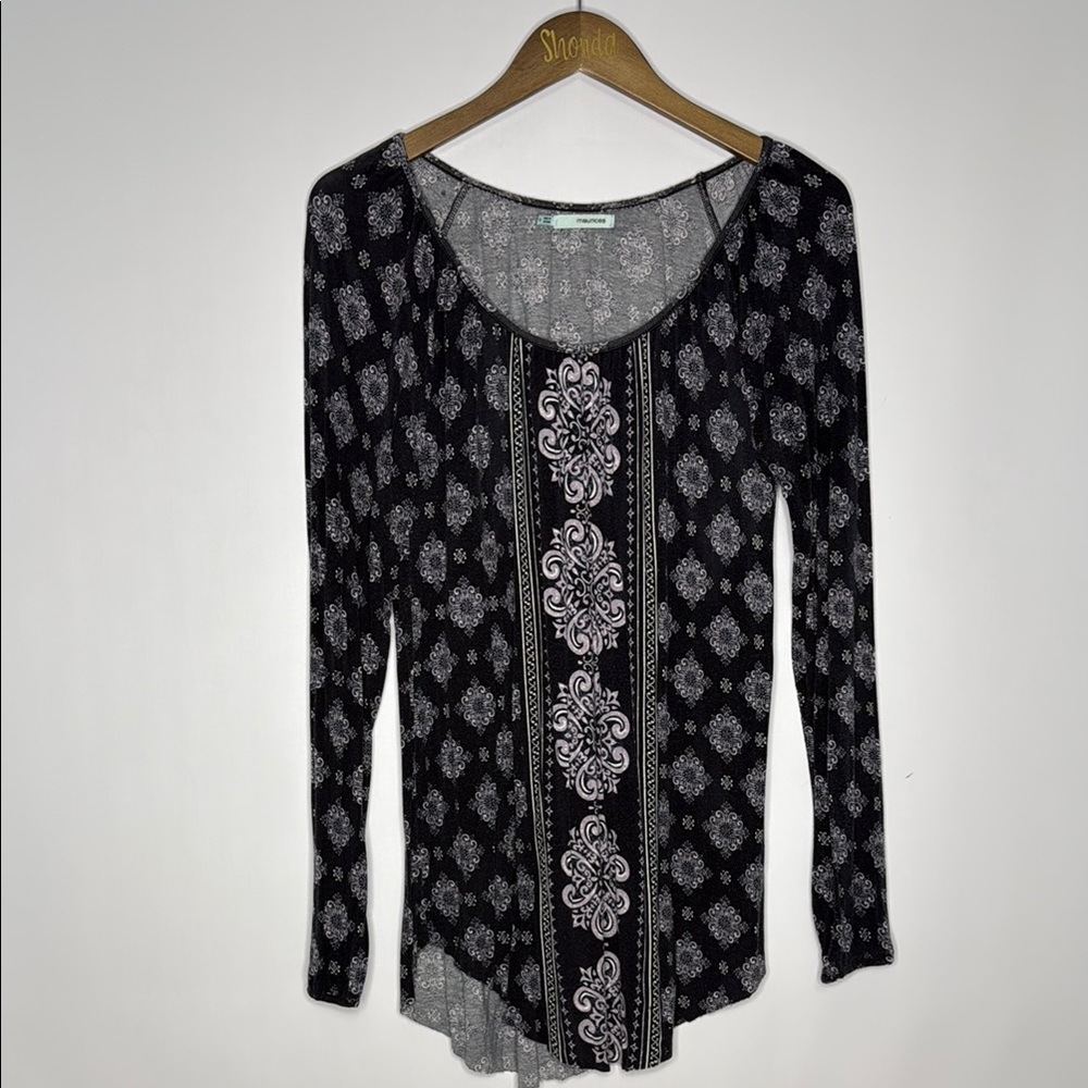 Maurices Black and White Patterned Tunic
